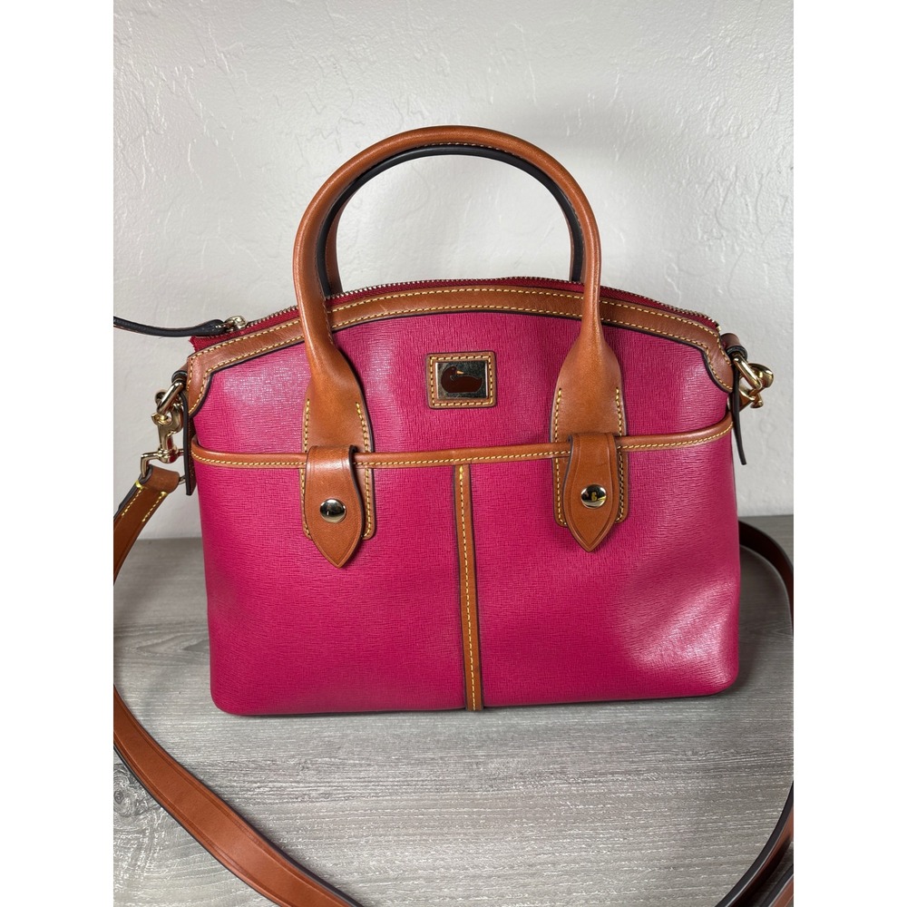 Dooney & Bourke -Camden Saffiano Leather Domed Satchel- Strawberry Pink
